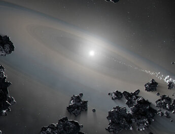 Estrella enana blanca engullendo pedazos de sus propios planetas